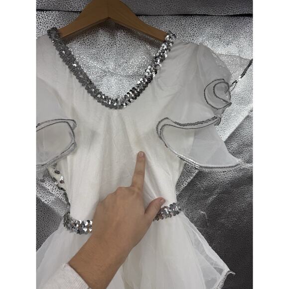 Vintage 1980’s Art Stone White Sequin Ballet Costume Leotard Dress Adult Medium - Picture 6 of 10